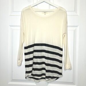 Madewell Long Sleeve Tunic Top Striped Ivory‎ Black Size S